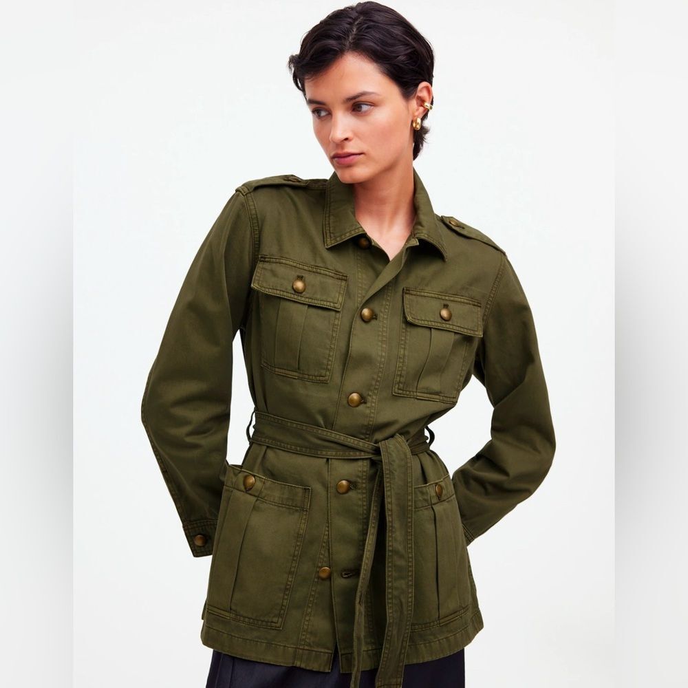 Madewell Chino Safari Jacket in Faded Ivy • size large • NS373